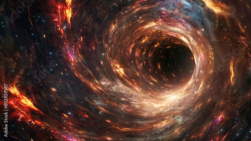 Cosmic whirlpool of a black hole surrounded by stars