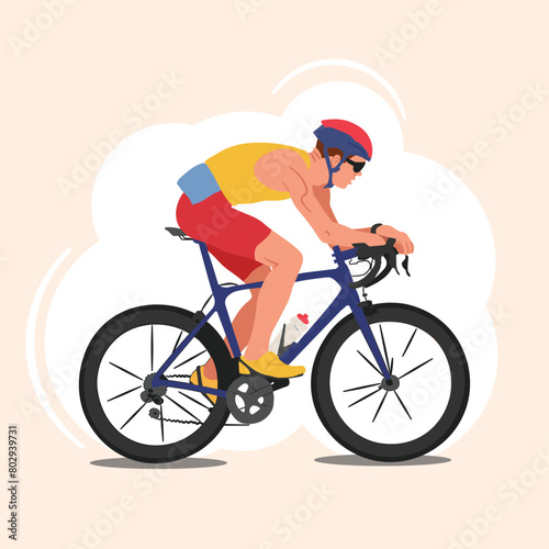The cyclist is riding. Side view of a man. Vector illustration, bike racing derby sport series