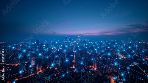 cloud network linking  growing  above urban city  Generative AI