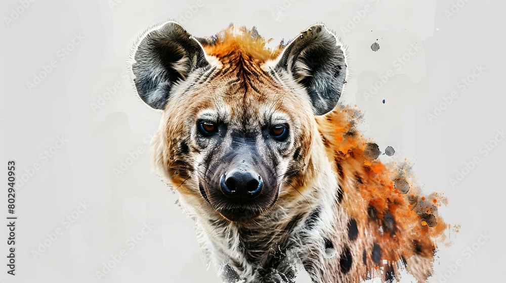 Obraz premium Captivating digital art of a fierce hyena on abstract background