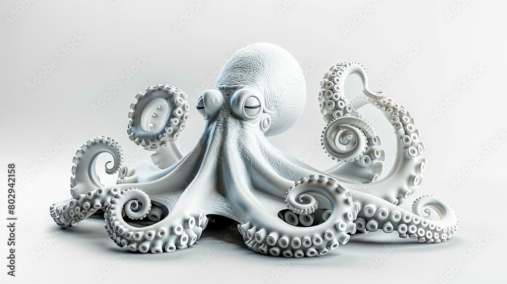 Obraz premium Mysterious white octopus in a minimalist setting