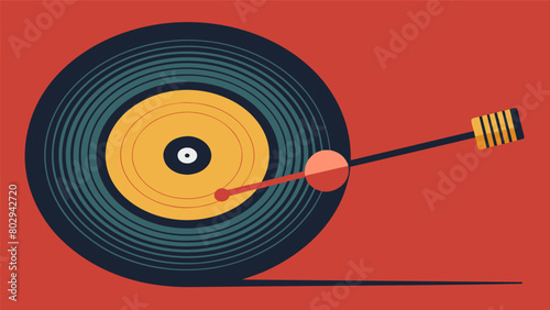 The detailed mechanics of a record needle as it follows the grooves of a records spiral. Vector illustration