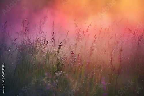The soft glow of twilight enveloping a quiet meadow