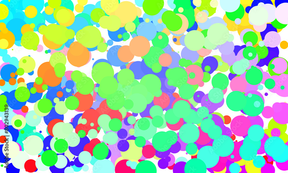 This is a random pattern of overlapping multicolored circles of varying sizes against a white background.