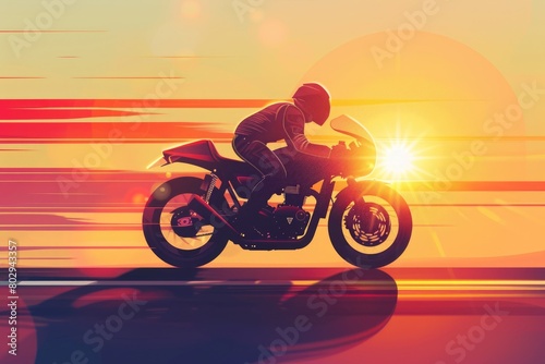 A person riding a motorcycle on a road. Suitable for transportation concepts