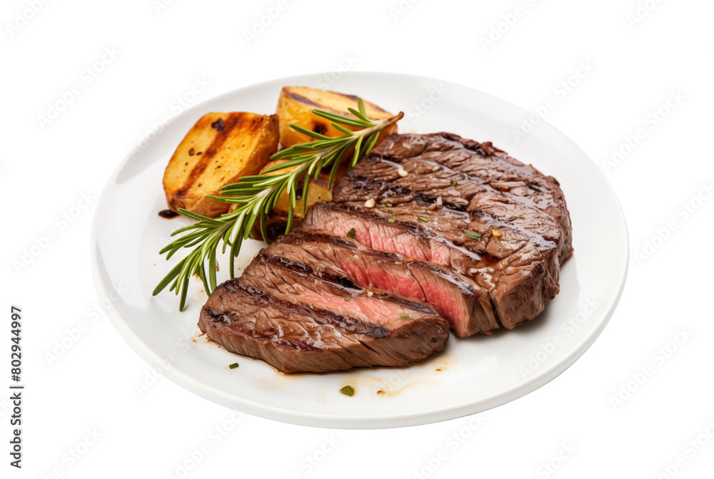 Succulent grilled steaks on a plate with roasted tomatoes and rosemary, embodying a delicious gourmet meal. Generative AI Succulent grilled steaks on a plate with roasted tomatoes and rosemary, embodying a delicious gourmet meal. Generative AI