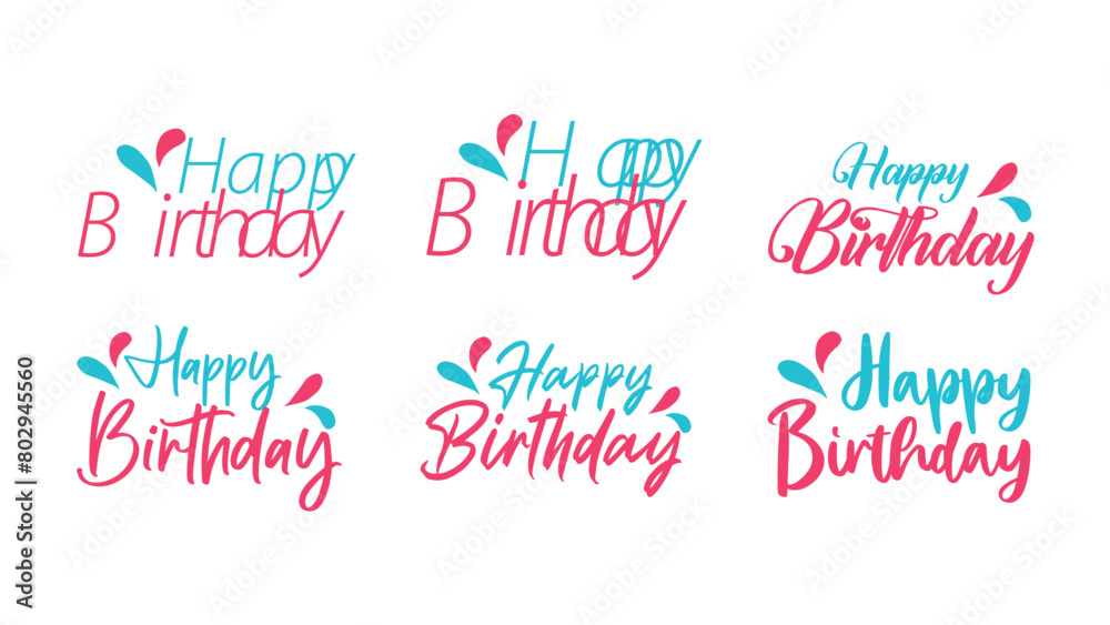 happy birthday typography set ,editable template  
