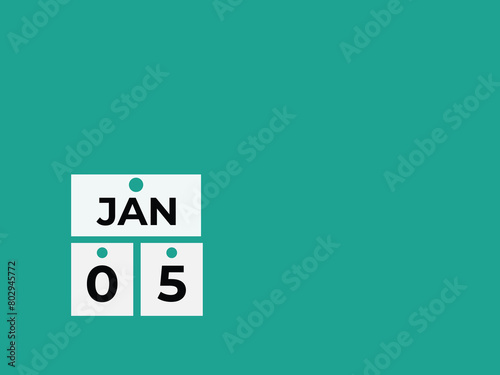 january 5 calendar reminder. 5 january daily calendar icon template. Calendar 5 january icon Design template. Vector illustration
