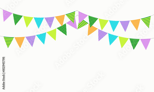 Birthday party decoration flags hand drawn clipart