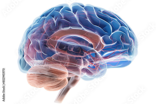 Human Brain Anatomy For Medical Concept isolated on transparent background 