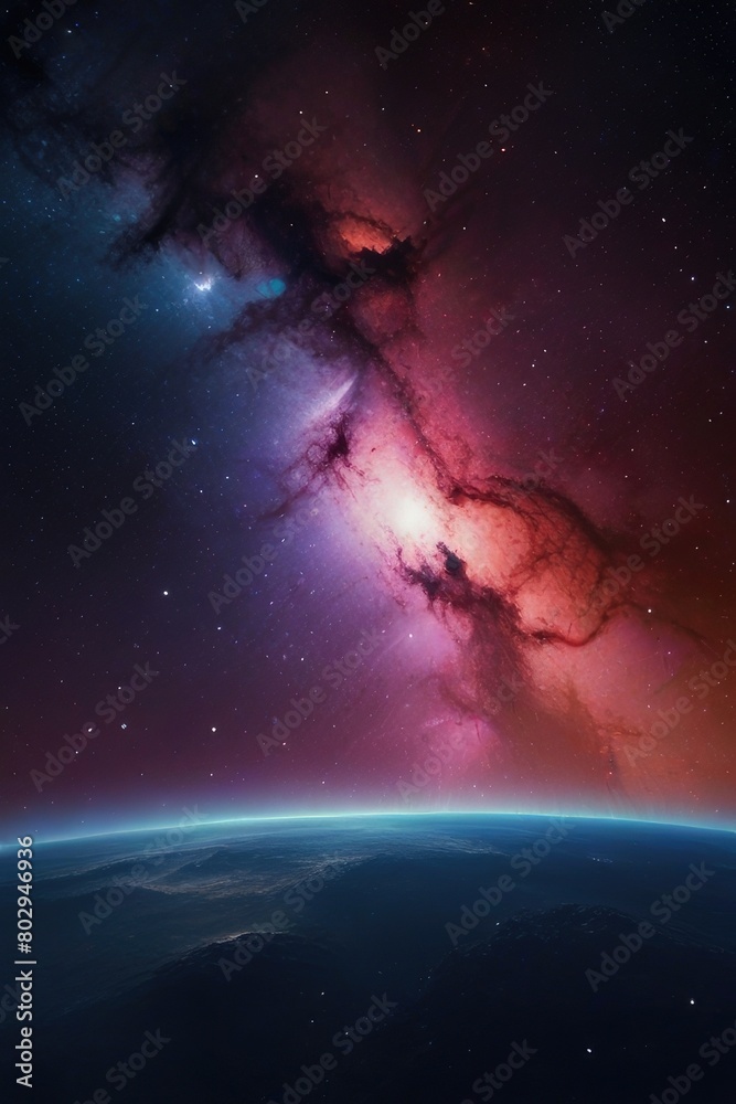 Fototapeta premium Colorful space galaxy cloud nebula. Stary night cosmos. Universe science astronomy. Supernova background wallpaper