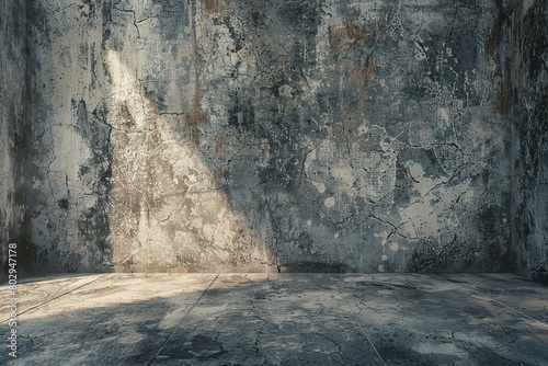 Old grunge room with concrete wall, vintage background, 3d render, Ai Generated