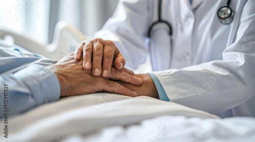 Female doctor demonstrates empathy and support while comforting a patient in healthcare