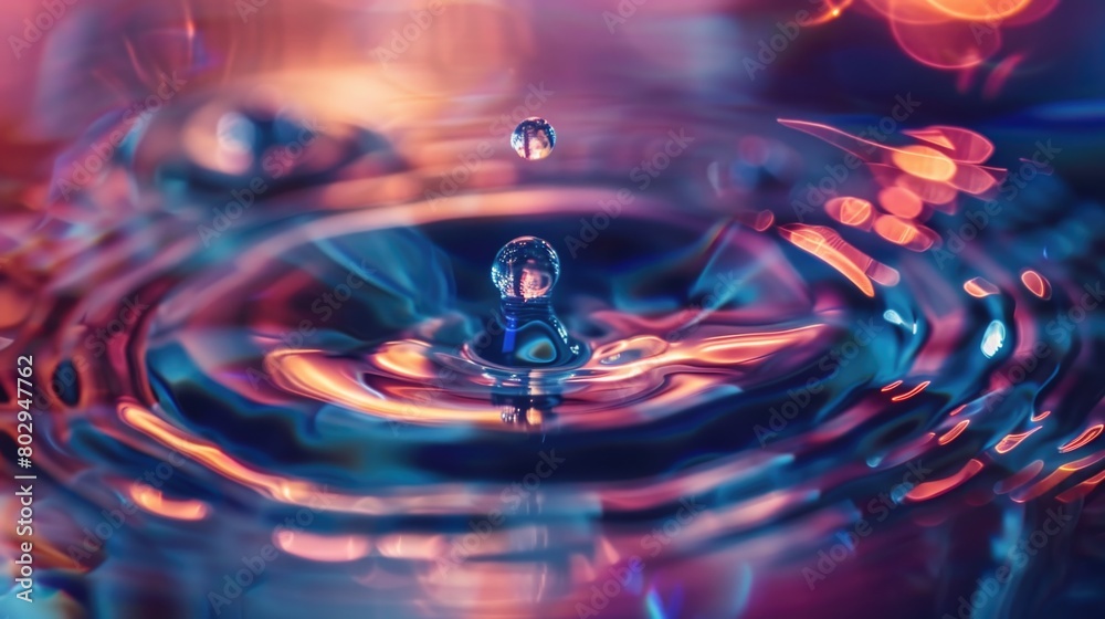 Close-up shot of a water drop in a pool, perfect for nature and abstract concepts