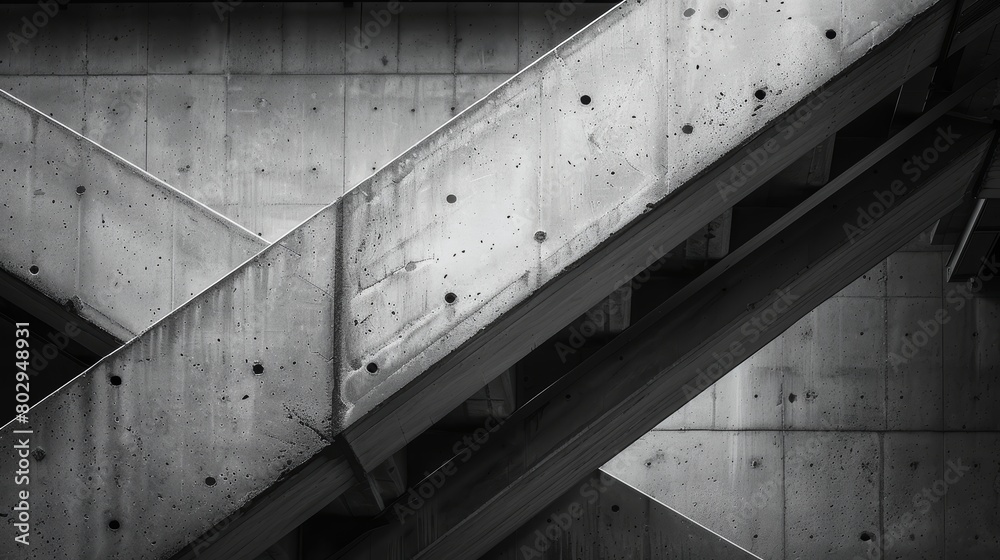 Fototapeta premium Artistic shot of concrete with visible aggregate, combined with steel beams, capturing the essence of industrial design's minimalist and functional charm