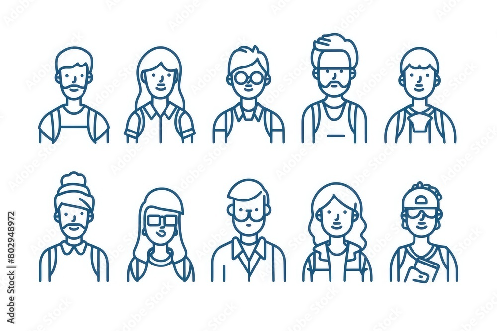Group of people with various facial expressions. Suitable for psychology or diversity concepts Group of people with various facial expressions. Suitable for psychology or diversity concepts