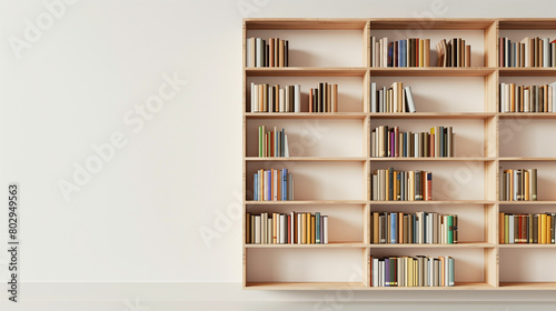 shelves with books against white wall