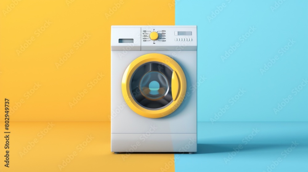 Modern washing machine on colorful background, ideal for household appliance concepts