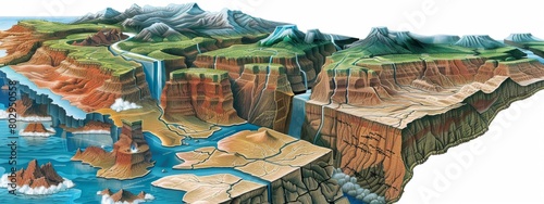 Diagrams illustrating the process of plate tectonics photo