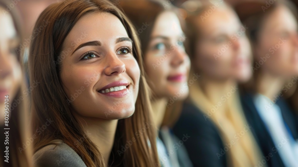 Portrait of confident businessman sitting in seminar hall