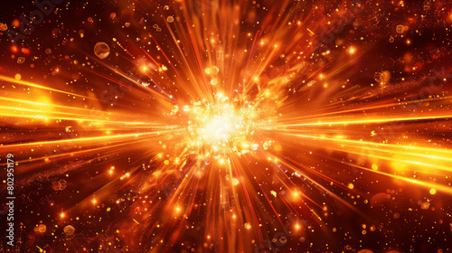 Vivid illustration of a cosmic big bang with explosive particles and light