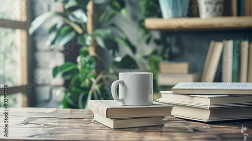 books and coffee still life with copy space