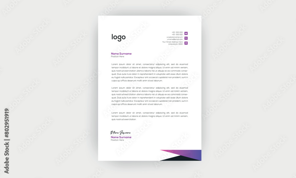 Simple and Creative letterhead Template design Simple and Creative letterhead Template design