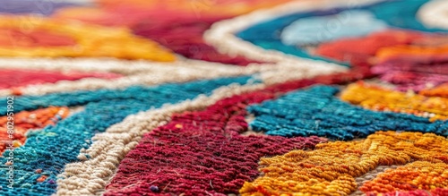 Detailed view of vibrant carpet material