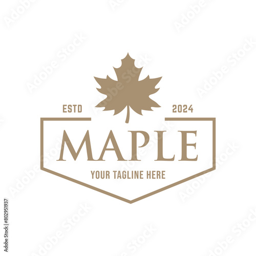 Maple leaf vector logo. Forest and wood symbol sign. Nature tree logo.