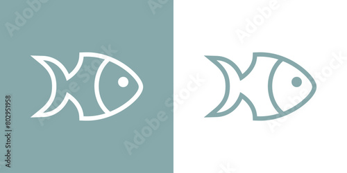 Logo con silueta de pez con lineas