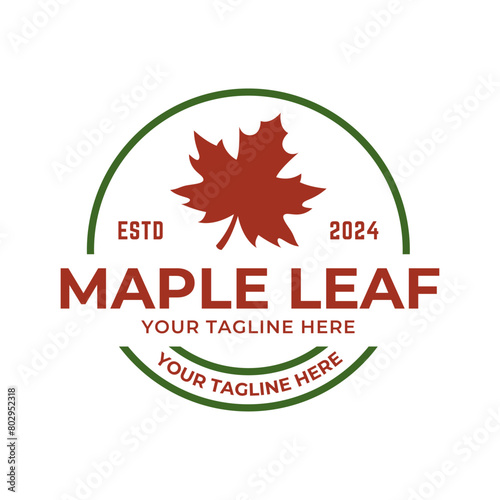 Maple leaf vector logo. Forest and wood symbol sign. Nature tree logo.