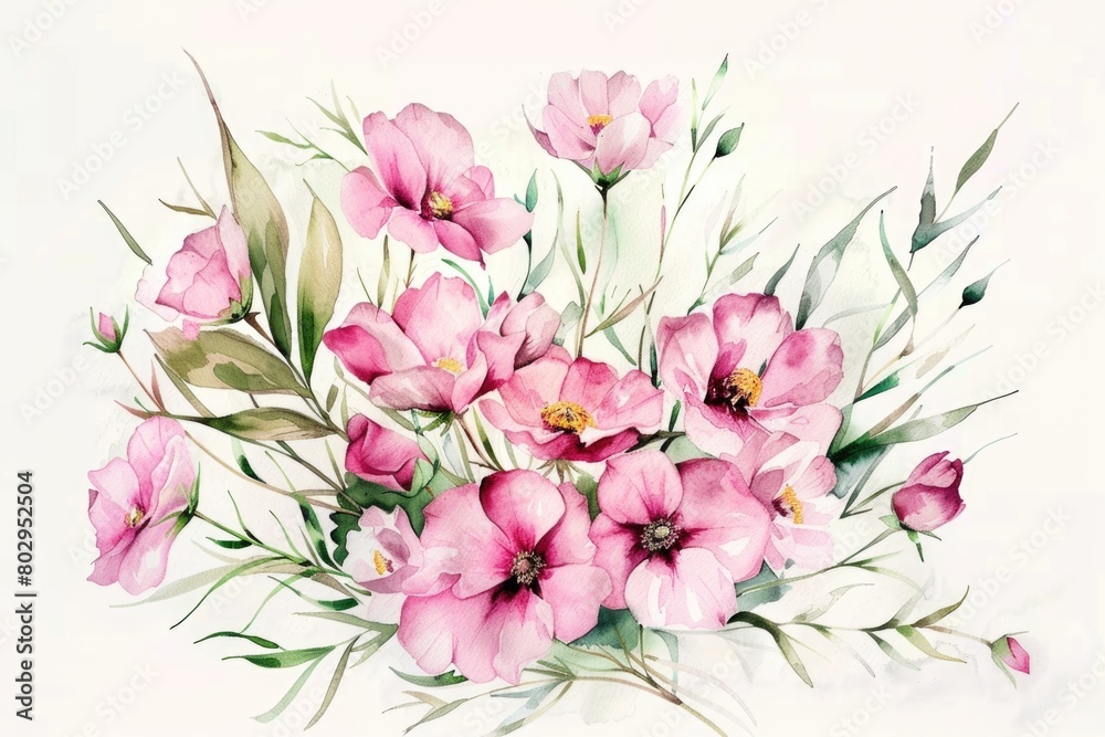 Vibrant painting of pink flowers. Ideal for home decor Vibrant painting of pink flowers. Ideal for home decor