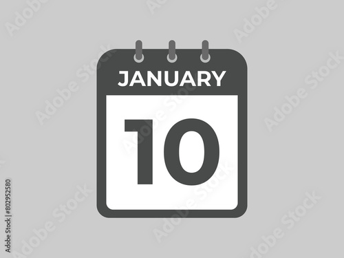 january 10 calendar reminder. 10 january daily calendar icon template. Calendar 10 january icon Design template. Vector illustration
