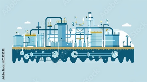 Diagrams illustrating the stages of the water purification process