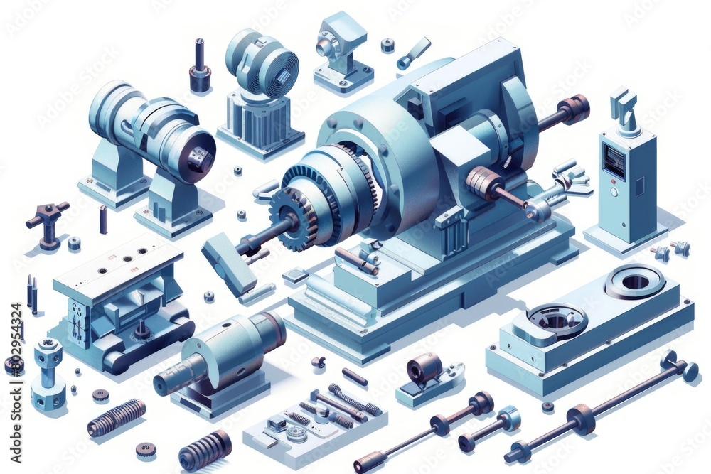Group of machines on a table, suitable for industrial concepts