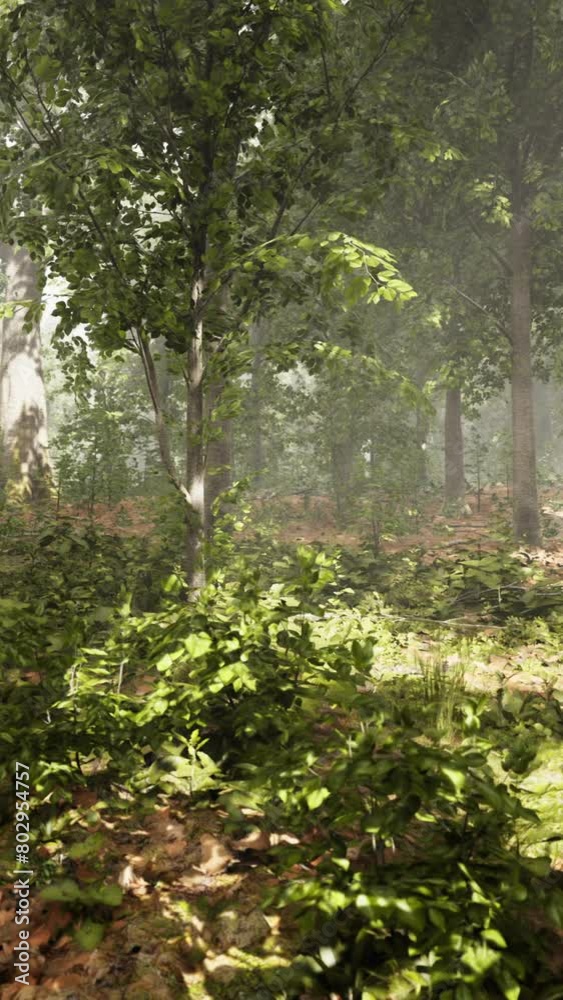 Sunlight in the green forest at spring time Sunlight in the green forest at spring time