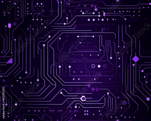 3d rendering A glowing purple circuit board with a dark background.