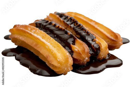 Spanish Churros with Chocolate Sauce, Isolated on a Transparent Background photo