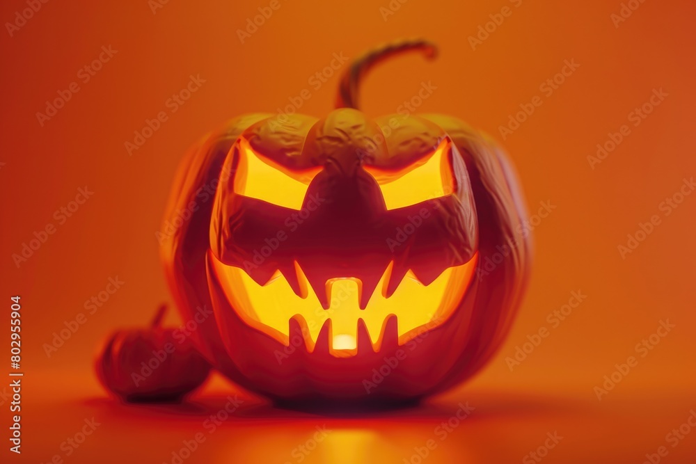 A spooky pumpkin with a glowing face, perfect for Halloween decorations A spooky pumpkin with a glowing face, perfect for Halloween decorations