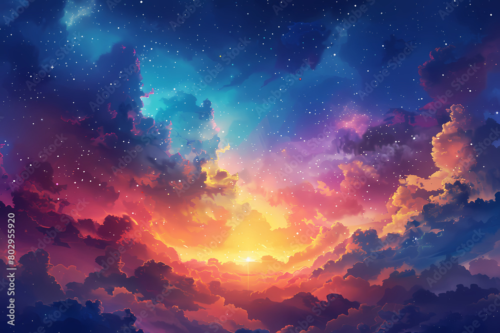 illustration of a celestial aurora illuminating the skies of heaven illustration of a celestial aurora illuminating the skies of heaven