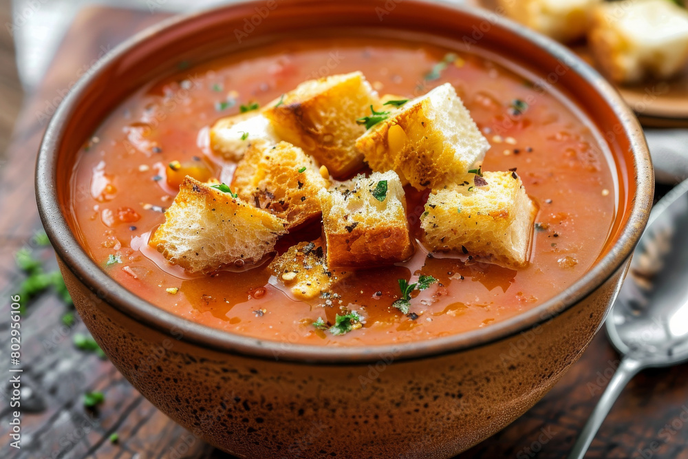 Spanish Gazpacho Soup with Croutons Spanish Gazpacho Soup with Croutons