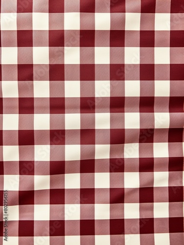 3d rendering. texture wallpaper. A red and white checkered picnic blanket with wrinkles. 