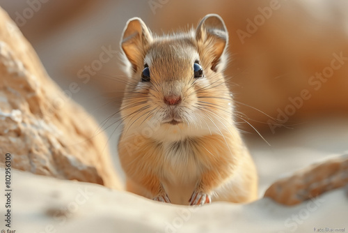 Close up of a cute little rodent, sitting on the ground