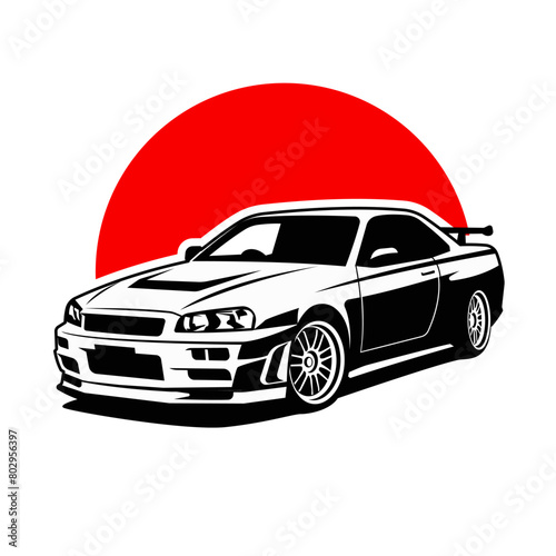 japanese sport car vector logo design