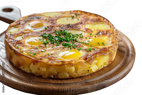 Spanish Tortilla Española with Potatoes and Eggs, Isolated on a Transparent Background photo