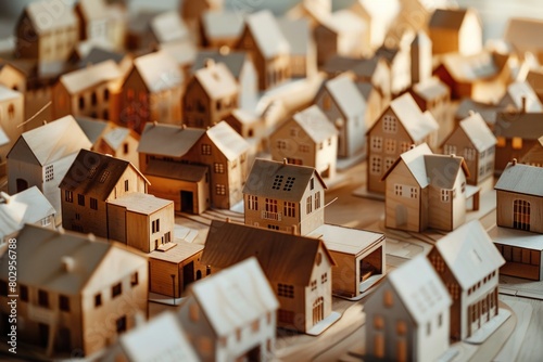 Detailed close up of a model of a town, suitable for architectural and urban planning concepts