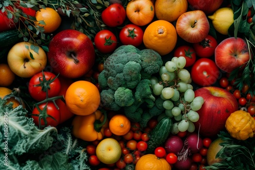 fruits and vegetables top view