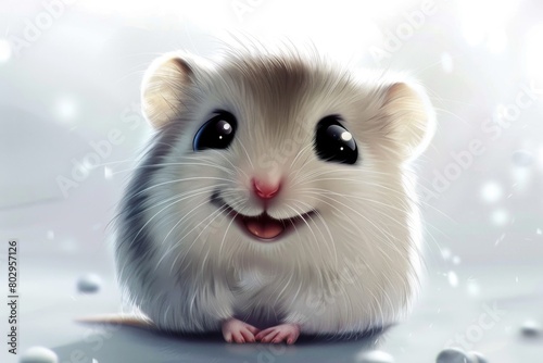 A cute cartoon hamster sitting on top of a table. Perfect for children s book illustrations or animal themed designs
