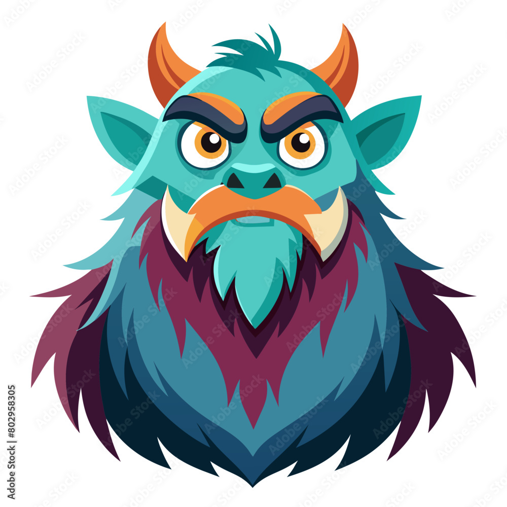 Fototapeta premium A monster with whiskers so long and thick for a unique and whimsical illustration