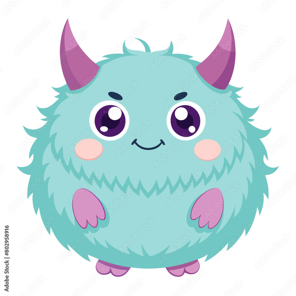 A round, fluffy monster with soft fur in pastel colors for a cute and whimsical illustration A round, fluffy monster with soft fur in pastel colors for a cute and whimsical illustration